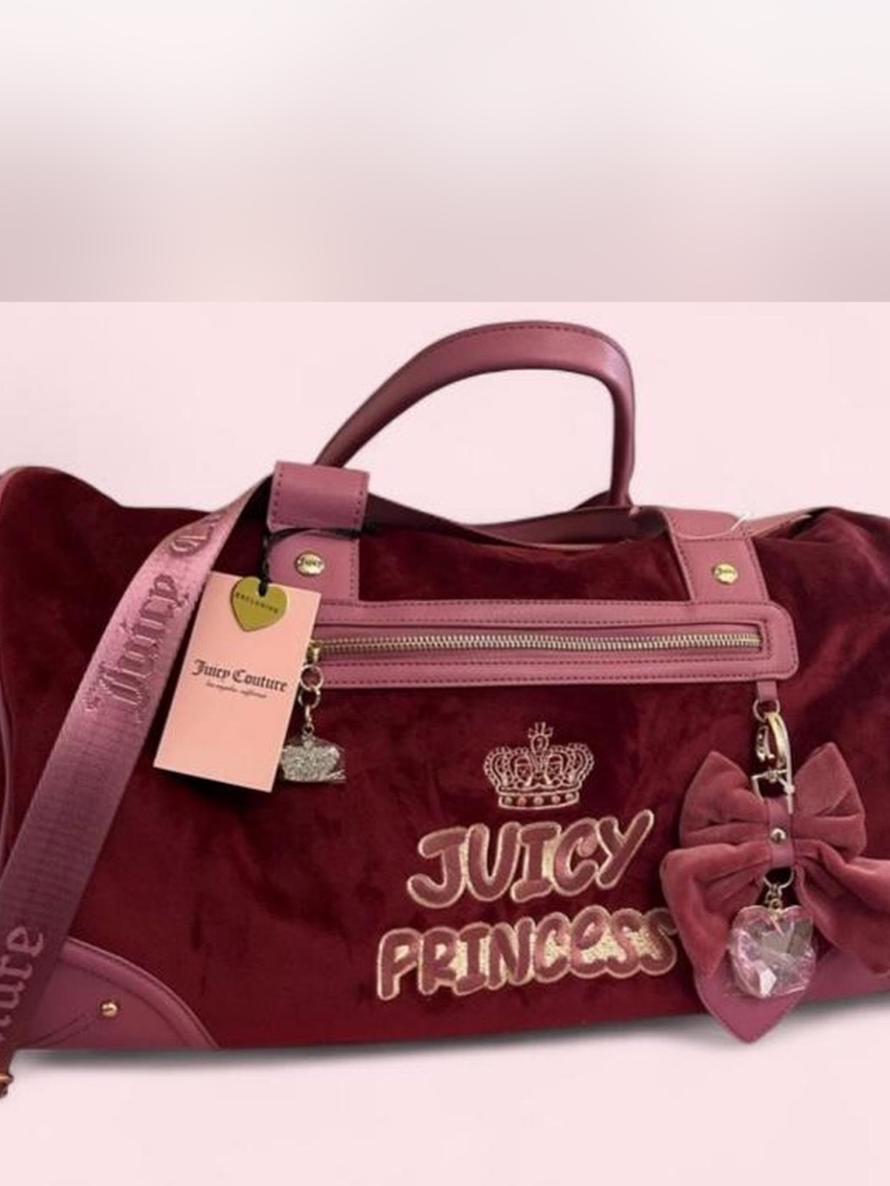 NWT Juicy Couture American Princess Weekender Cranberry Juice Duffle Travel Bag